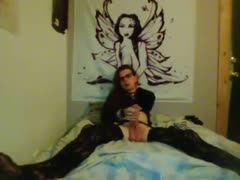 I see a really obscene woman in dark nylons masturbate for me.